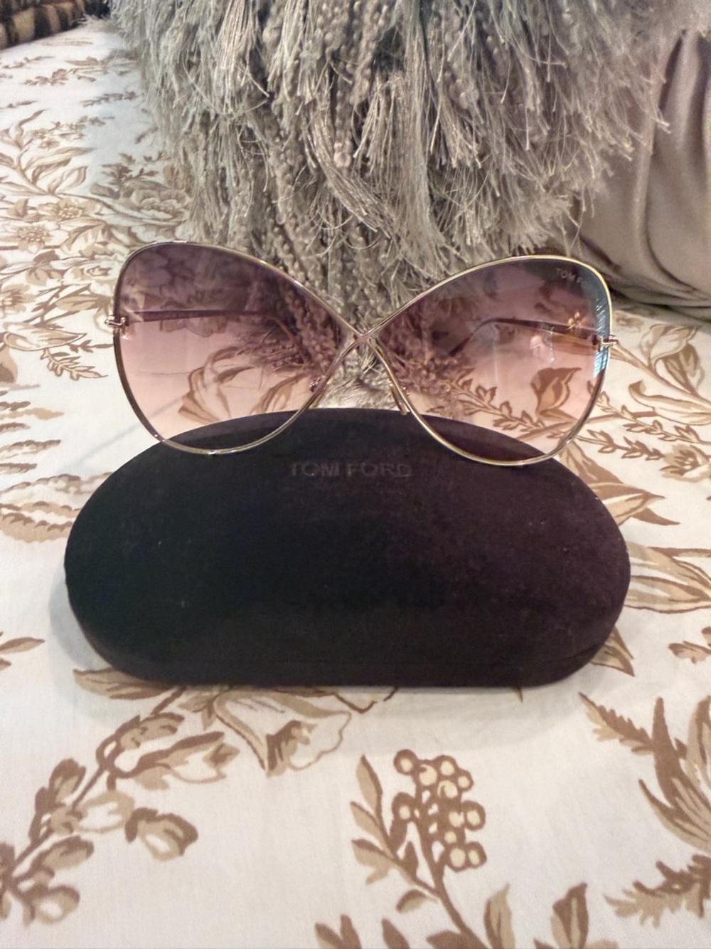 Tom Ford Women's Butterfly Sunglasses - Gold Frame with Brown Gradient Lenses